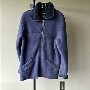 NWT FU DA New York Women’s Fleece Teddy Jacket - Navy Blue - size M